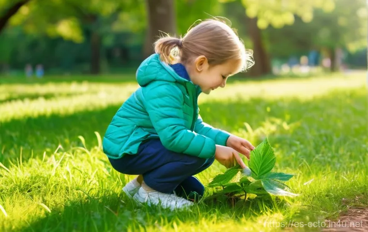 옥토넛 퀘이지의 호기심과 배움 - A young child, around 5 years old, with bright, curious eyes, is intently exploring a sensory bin fi...