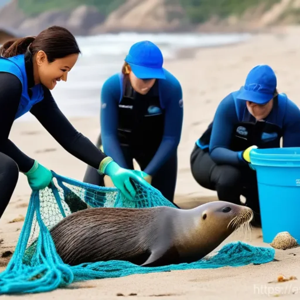 옥토넛 주요 사건의 실제 사례 - **Prompt for Plastic Pollution & Rescue:**
"A heartwarming scene of a coastal clean-up operation...