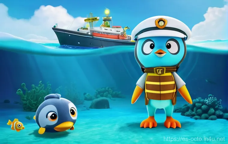 옥토넛 시리즈 주요 사건 재구성 - **"The Octonauts Team and the Vibrant Octopod"**: A panoramic view of the Octonauts team—Captain Bar...
