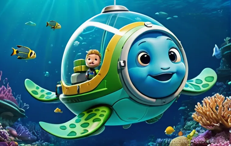 옥토넛 주요 대원들의 도전 이야기 - **The Octopod: Hub of Underwater Exploration and Home**
    A vibrant, highly detailed 3D animated s...