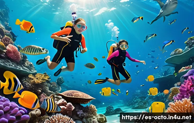 옥토넛 시청자 반응 변화 - A vibrant underwater scene featuring a diverse group of animated children wearing colorful wetsuits ...