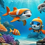 옥토넛 책 시리즈 소개 - A vibrant underwater scene featuring the Octonauts crew&mdash;Captain Barnacles, Peso, Kwazii, and other c...