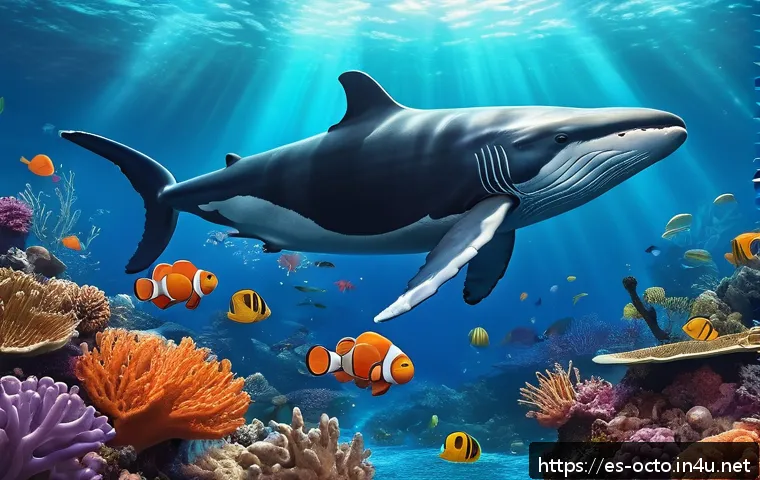옥토넛 해양 구조 활동 재현 - A vibrant underwater scene inspired by Octonauts, featuring a colorful coral reef teeming with diver...